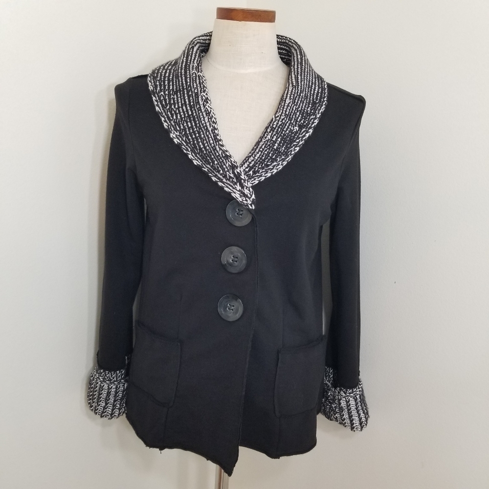 Neon Buddha | Black Crochet Collar  Jacket